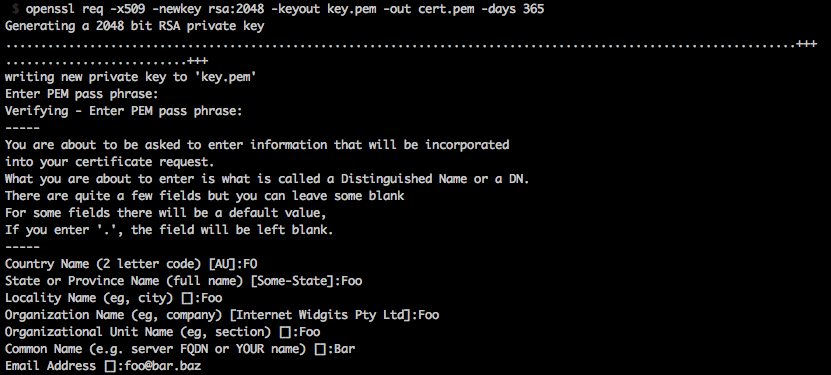 Certificate generation